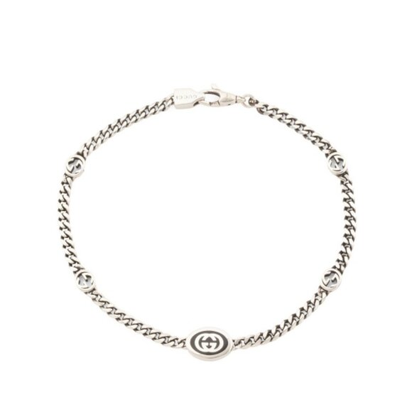 Gucci bracelet GG Semi Shiny Silver Black Enamel - Picture 1 of 2